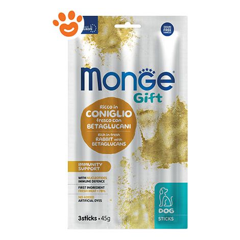 Monge Dog Gift Sticks Immunity Support Coniglio con Betaglucani + OMAGGIO  - Monge Dog Gift Sticks Immunity Support Coniglio con Betaglucani + OMAGGIO - Any, Confezione Da 3 Stick + OMAGGIO Monge GIFT