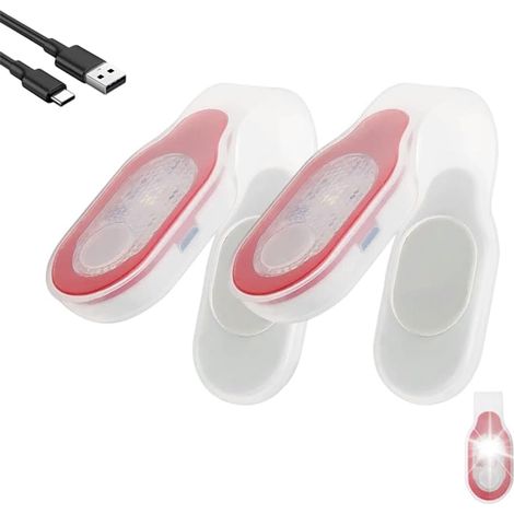 Lot de 2 lampes LED à clip - Veilleuse à clip sur lampe de poche - Rechargeable par USB - Magnétique - 3 modes - Pour la nuit, les infirmières, les enfants, la course, le jogging, le camping