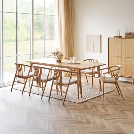 Oline ensemble pour salle à manger table à manger 6 chaises naturelles. (1/5)