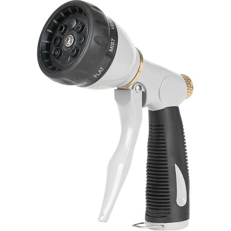 Ultra Heavy Duty Multi-Patterns Garden Hose Nozzle, All Metal Hose Nozzle with 8 Spray Patterns, Perfect for Plant Watering, Car Washing, Window Clean (1/5)