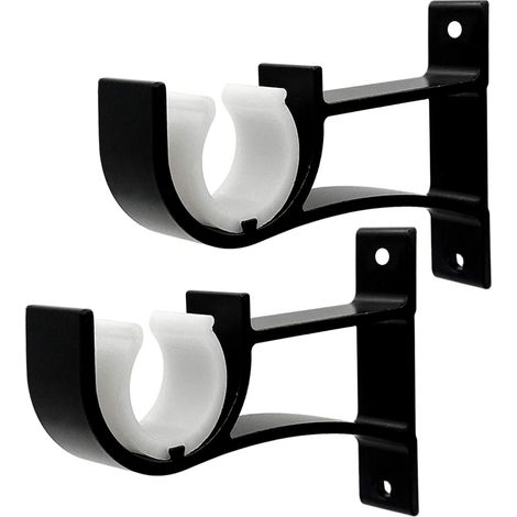 Support Double Rideau - Acier Solide Épais - Fixation Murale - Design Fin - Fermoir Plastique Intégré - Lot de 2 (1/5)