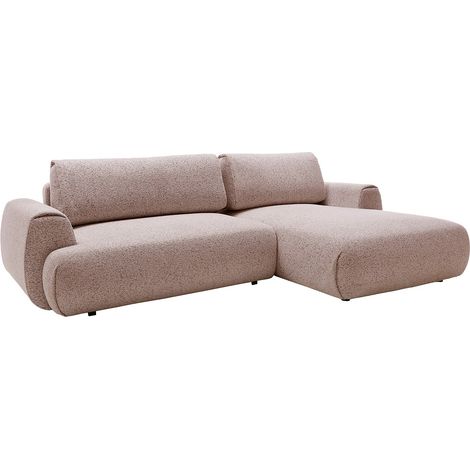 Canapé d'angle droit convertible en tissu chiné rose MONELIA (1/4)
