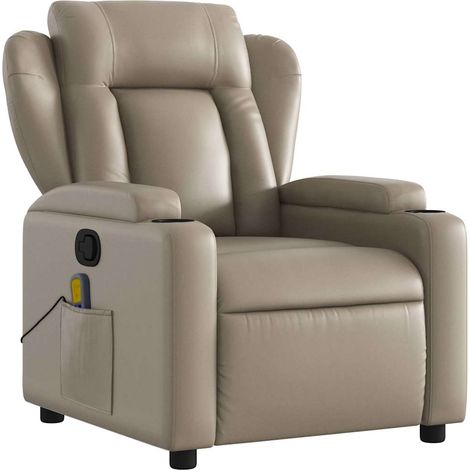 Poltrona relax TV funzione massaggio reclinabile 6 punti massaggio in PVC colore cappuccino DEC026878