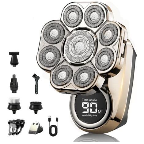 Nouveau rasoir 9.0, rasoir professionnel, têtes de lames flottantes 9D, écran LED intelligent, étanchéité IPX7, rasage à sec et humide, rasoir sans fil rechargeable (1/4)