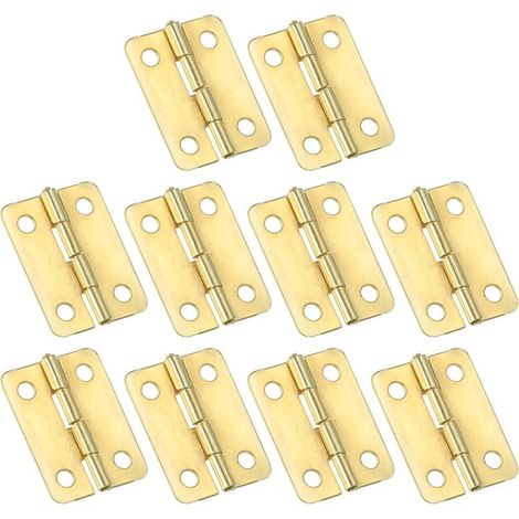 Petites Charnières Bout 24mm, 10 Pcs Mini Charnière avec Vis pour Boîtes à Bijoux en Bois, Portes de Tiroir d'Armoire, Portail, Doré (1/5)