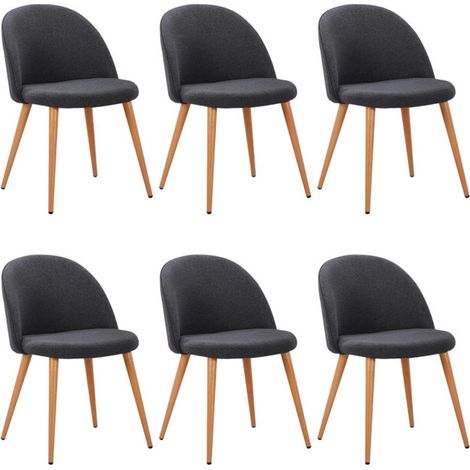 Lot de 6 Chaises Scandinaves Tissu "Morro" 78cm Gris Foncé (1/5)