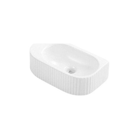 QeramiQ Blend Fontaine - 40x22x12cm - rainuré - demi-rond - sans trou de robinet - céramique - blanc brillant