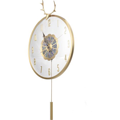 Horloge murale tête de cerf, design artistique sobre, déco moderne pour salon, chambre, bureau, étude, salle à manger, couloir, horloge ronde silencieuse. (1/5)