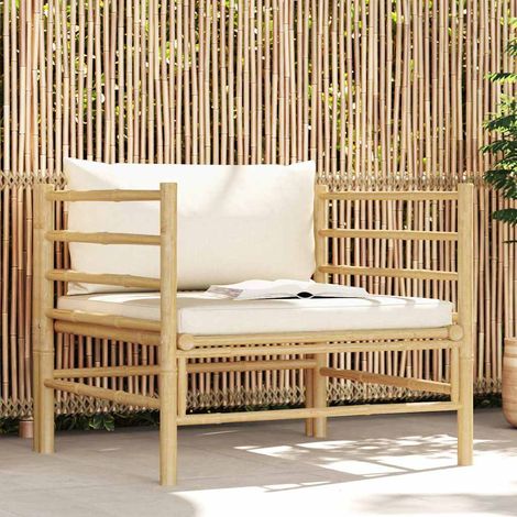vidaXL Divano da Giardino con Cuscini Bianco Crema in Bambù