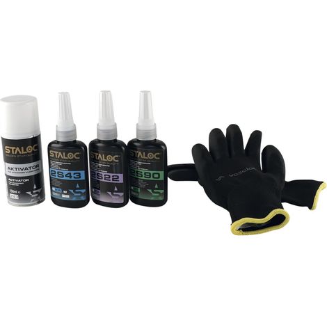 Staloc Schrauben Sicherung Set - 1x Schraubensicherung niedrigfest + 2x Schraubensicherung mittelfest + Aktivator bis M36, 4-teilig (1/5)