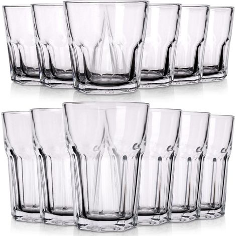Juego de 12 vasos 6 unidades de 230 ml y 6 unidades de 330 ml vidrio grueso (1/5)