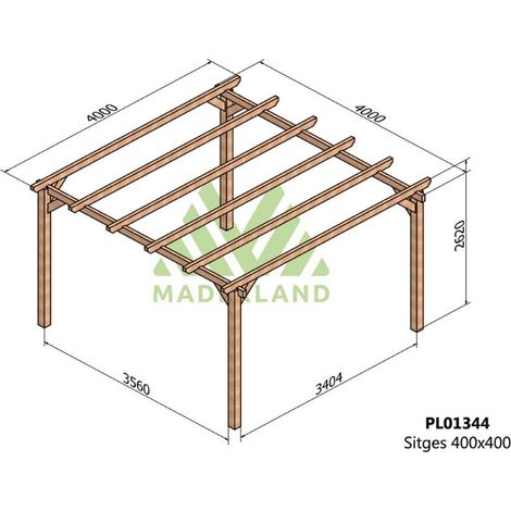 Pérgola de Madera Laminada Sitges (Maderland) - Gardeneas - 400 x 400 cm (1/5)