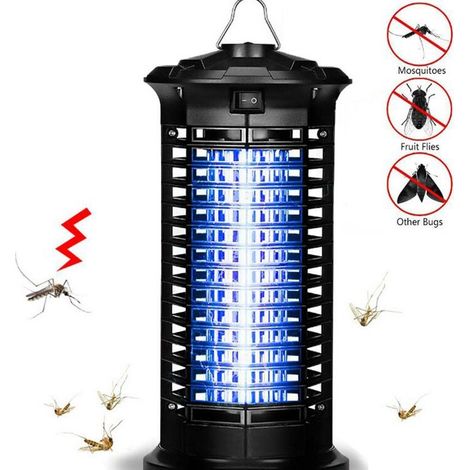 Lampe Anti-Moustiques Électrique Piège Insectes Intérieur Extérieur Attrape Moustiques Mouches Version Améliorée Noir