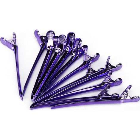 Pince à cheveux en acier inoxydable à bec de canard, épingle de coiffure, pince de coiffure violette (1/5)