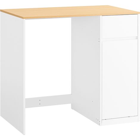 SoBuy BZR217-WN Mobile per lavatrice – Armadio da bagno con cesto portabiancheria e cassetto, per lavatrice e asciugatrice, Mobiletto salvaspazio legno, Bianco,100×60×90 cm