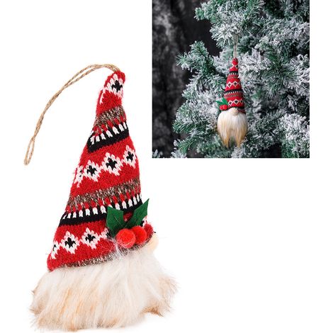 Weihnachtsdekorationen, Christbaumschmuck, gesichtslose, leuchtende Strickpuppen-Anhänger (1/5)