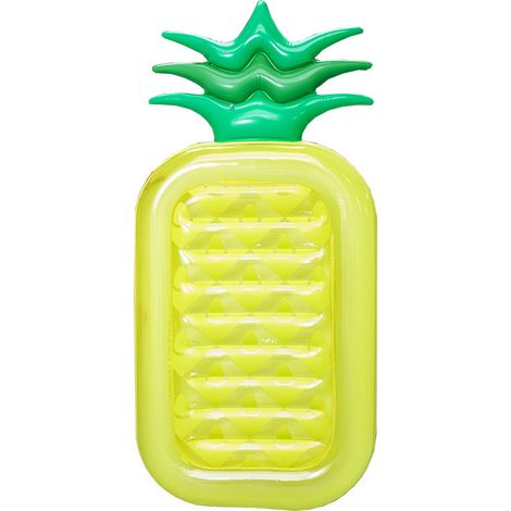 Matelas gonflable ananas en PVC pour adultes, chaise longue aquatique, lit flottant de loisirs, grand format, pliable, bouée de natation, dimensions 180 x 90 cm (1/5)