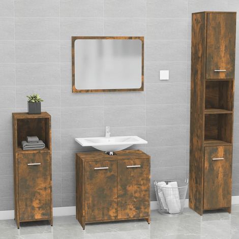 Meuble de salle de bain Mobilier de salle de bain - Chêne fumé Bois d'ingénierie BV363380 - BonneVie (1/5)