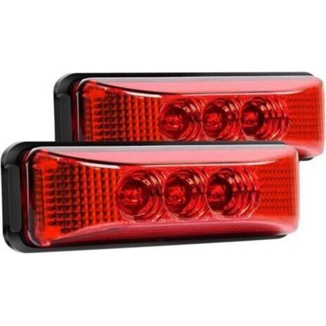 Lot de 2 feux de gabarit latéraux avant et arrière à 3 LED rouges pour camion et remorque, 3,9 pouces, feux de gabarit, feux de roche, étanches, montage en surface