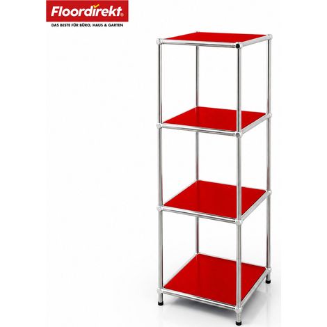 Metallregal Concept Epure MK-005 4-stöckiges Ablageregal mit offenen Ablagen Rot (1/5)