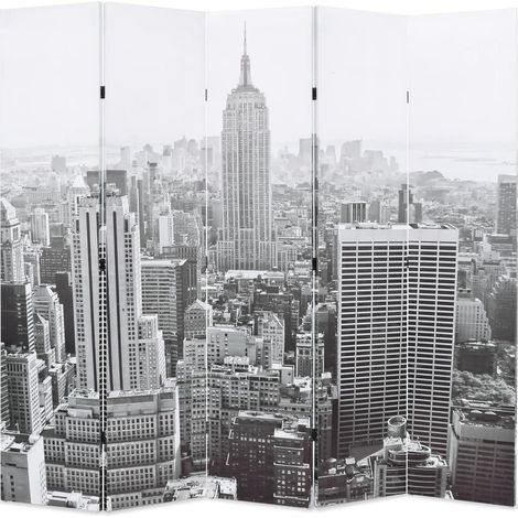 Raumteiler klappbar 200 x 170 cm New York bei Tag Schwarz-Weiß