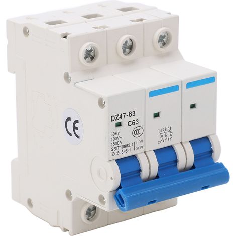 Disjoncteur miniature 3P 63A 400V, montage sur rail DIN, protection contre les surcharges basse tension, interrupteur de sécurité (1/5)