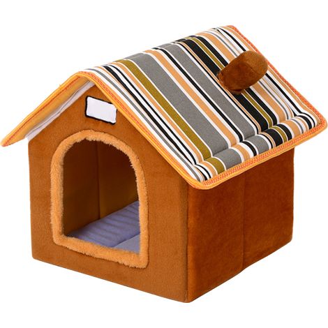 Niche pliable pour chien, tente, éponge épaisse et chaude, lit d'intérieur pour chat, marron, taille L