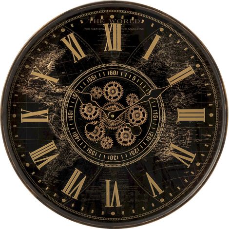 Horloge murale métal noir et doré - noir et doré (1/4)