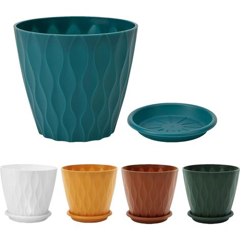 Blumentöpfe 5 teiliger Gartentopf mit Ablauf und Untertasse