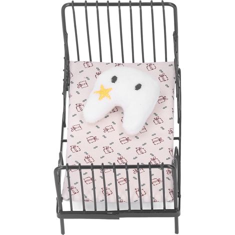 Lit miniature en métal pour enfant, échelle 1:12, accessoire de chambre de maison de poupée, mobilier de chambre de maison de poupée de style européen, noir, type A. (1/5)