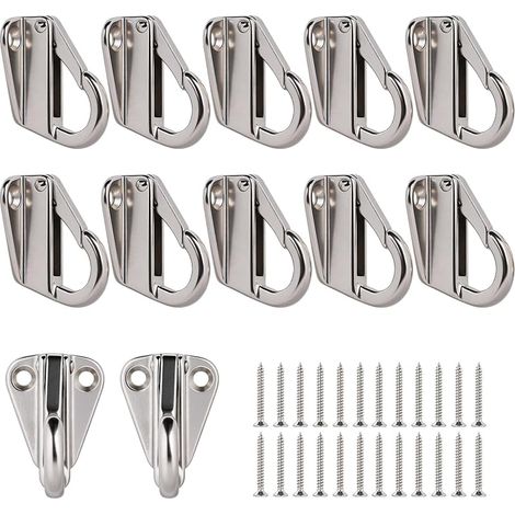Set mit 12 Deckenhaken aus Edelstahl 316 mit Schnappverschluss, selbstsichernde Fenderhaken mit 24 Schrauben für Yacht, Boot, LKW und Wohnmobil (1/5)