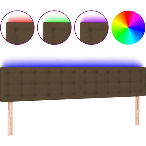 Maison Exclusive - Cabecero con LED de tela marrón oscuro 160x5x7 (1/5)
