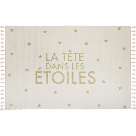 Tapis doré à franges - La tête dans les étoiles - 60 x 90 cm - Livraison gratuite (1/5)