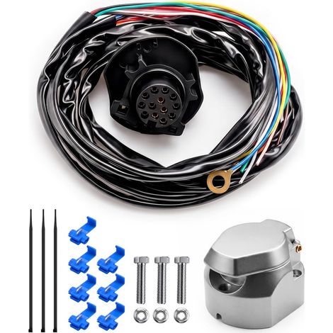Prise de remorque 13 broches avec câble de 2 m pré-câblé pour berline 12 V faisceau 13 cœurs pour attelage
