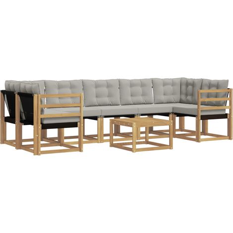 Ensemble de canapés d'extérieur 8 pcs Blanc et gris clair vidaXL