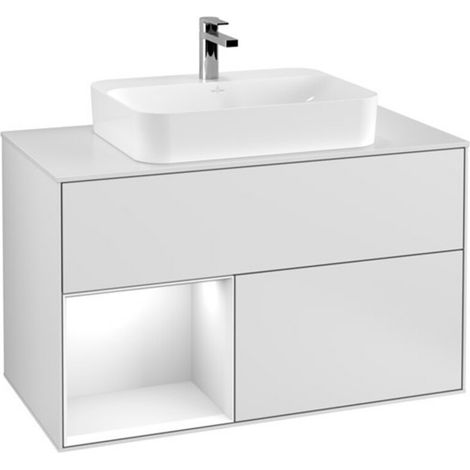 V&B Waschtischunterschrank Wandbeleuchtung Finion 100, Pl w m, Rg l glo wh. Lac, wh. m Lac (1/2)