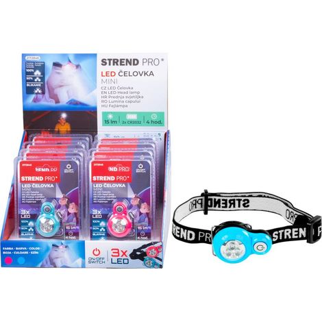 Stirnlampe Strend Pro Headlight, LED, 15 lm, Mini, rosa/blau, Sellbox 8 Stk. (1/5)