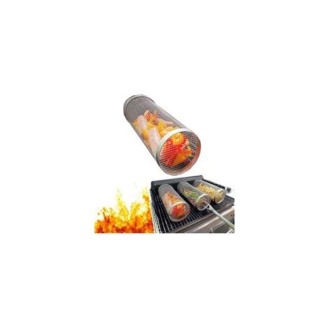 Grille cylindrique en acier inoxydable pour barbecue : idéale pour légumes, crevettes et steaks – résistante à la chaleur, facile à nettoyer, compatible avec tous les grils (1/5)