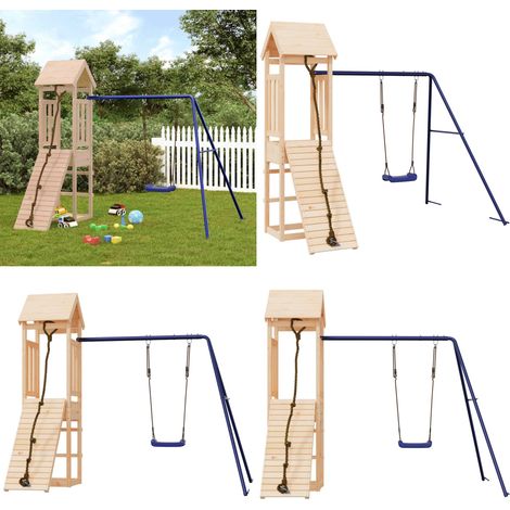 Spielturm Massivholz Kiefer - Holzspielplatz - Spielturm - Kletterturm - Kletterwand - Schaukelset - Home & Living