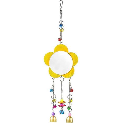Jouet à bascule en forme de poulet avec miroir et clochettes pour oiseaux de compagnie tels que les aras, les cacatoès et les perruches.-AquaForge (1/5)