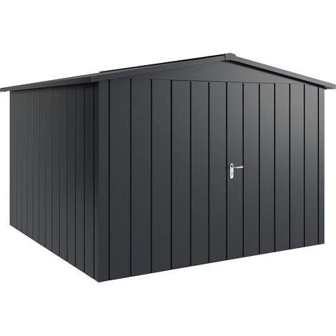 Hörmann Metall-Gerätehaus "Juno" mit Satteldach, JSD14 - Modern, 310 x 310 cm (B x T), anthrazit, 2-flüglige Tür (1/5)