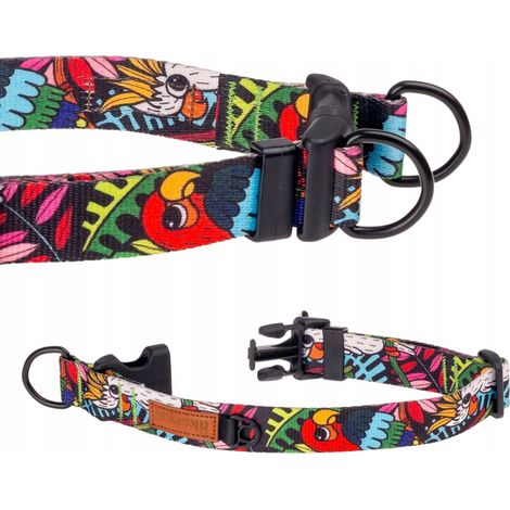Collier à double verrouillage pour chiens, carlins et caniches, tailles S/M, 20 mm, marque Ukory, motif jungle. (1/5)
