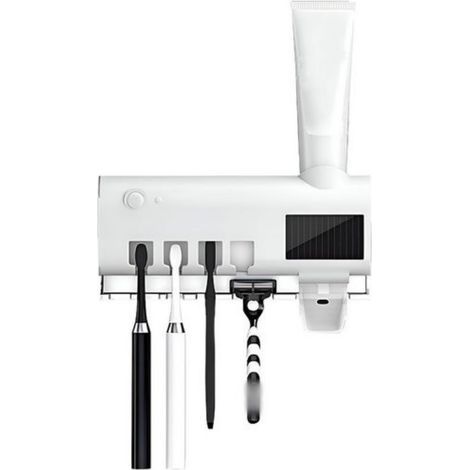 Weißer multifunktionaler UV-Smart-Zahnbürstenhalter mit intelligenter Sensorik und UV-Sterilisation (1/5)