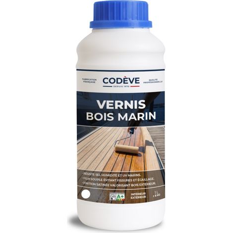 Codève Bois – Vernis marin 1 L – Lasure extérieure pour bois dur en atmosphère marine – Très bonne adhérence et tenue aux UV
