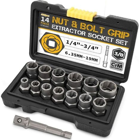 Casquillo antirrobo, casquillo antirrobo deslizante, tornillo antirrobo, herramienta para extraer tuercas defectuosas, caja de cartón gris de 14 piezas (1/5)