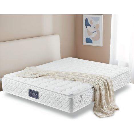 Matelas 160 x 200 cm, à ressorts ensachés, hauteur 25 cm, degré de dureté H3, matelas ergonomique à ressorts ensachés 7 zones,blanc