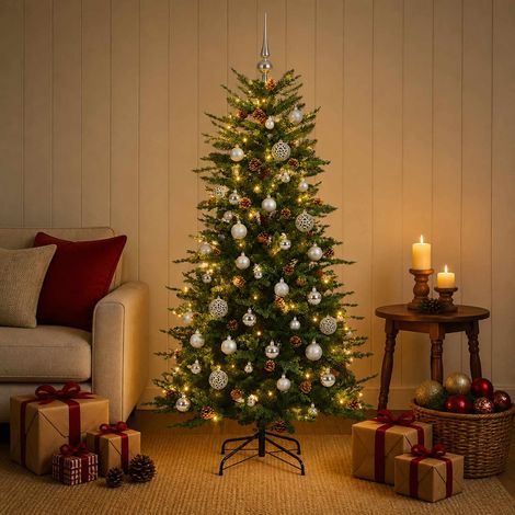 vidaXL Árbol de Navidad artificial con bolas 120 cm 150 LED (1/4)