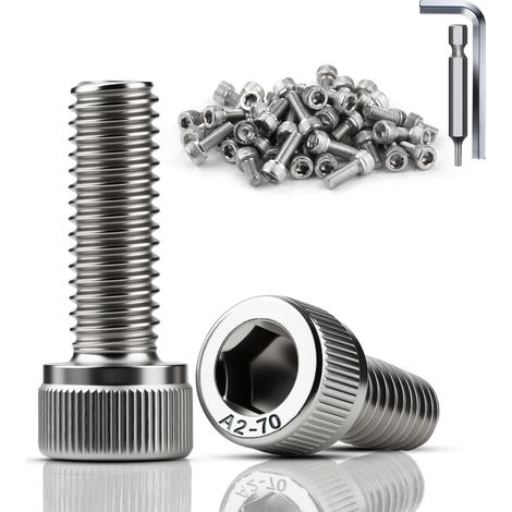 120 Pièces Vis Inox M4x16 mm Vis Tête Cylindrique DIN912 / ISO 4762 Boulon Inox Six Pans Creux pour Réparation Mécanique de Meubles (1/5)