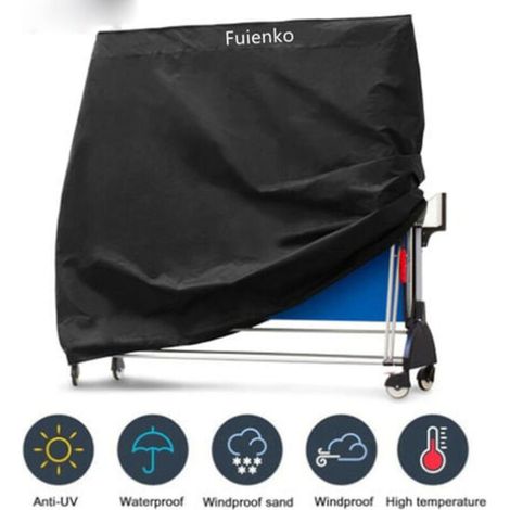 Schutzhülle für Tischtennisplatte 210D Oxford 165x70x185cm Schwarz-Crezuo