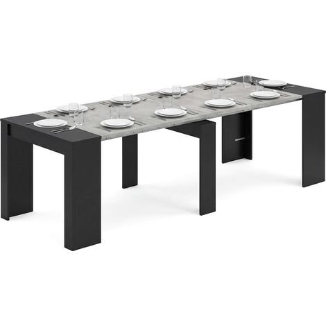 Mesa consola extensible 50-235x90 cm Denis Negro Mate - Gris Cemento 90cm (ancho) x 78cm (alto) (1/5)